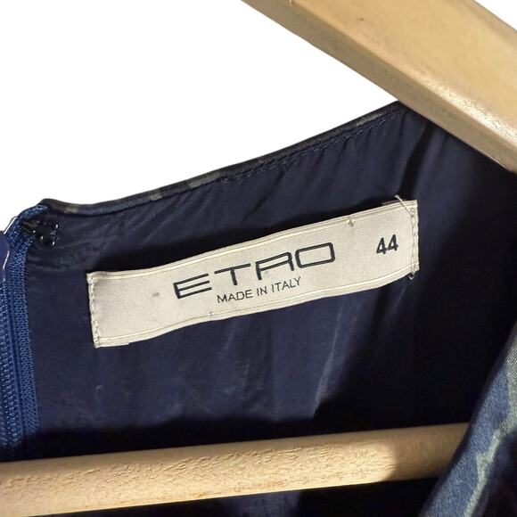 Etro Italian Silk Geometric Print 3/4 Sleeve Sheath Dress Size 8 - Picture 7 of 16